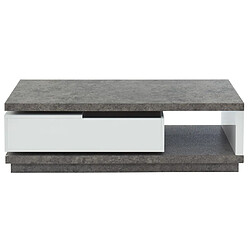 Avis Vente-Unique Table basse FLAVIAN coffre de rangements pivotant - MDF blanc laqué et plateau effet béton