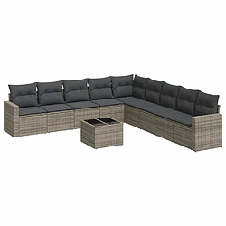 Maison Chic Salon de jardin avec coussins 10 pcs | Ensemble de Table et chaises | Mobilier d'Extérieur gris résine tressée -GKD78523