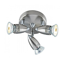 Luminaire Center Plafonnier Spot Gemini Chrome satiné 3 ampoules 12cm