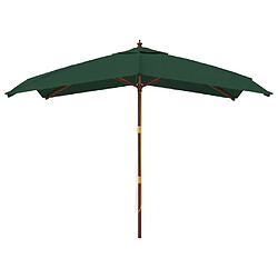 Helloshop26 Parasol de jardin avec mât en bois 300 x 300 x 273 cm vert 02_0008370