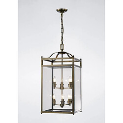 Luminaire Center Suspension Aston 6 Ampoules laiton antique/verre