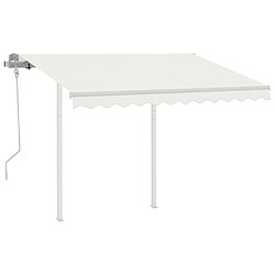 Maison Chic Auvent manuel rétractable,Store manuel de porte avec poteaux 3x2,5 m Crème -GKD93847