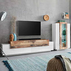 Ahd Amazing Home Design Composition Murale Moderne Salon Meuble TV Vitrine Blanche Bois Corona