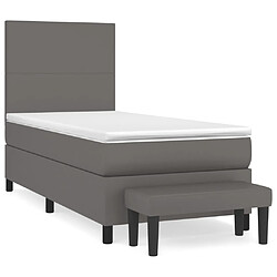 vidaXL Sommier à lattes de lit avec matelas Gris 100x200 cm Similicuir