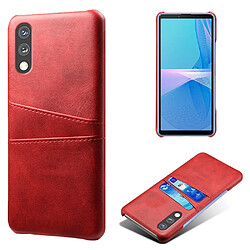 Coque en TPU + PU anti-rayures, avec deux porte-cartes rouge pour votre Sony Xperia Ace 2