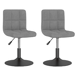 vidaXL Chaises pivotantes à manger lot de 2 gris clair velours