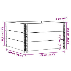 vidaXL Jardinière marron 100x100 cm bois massif de pin pas cher