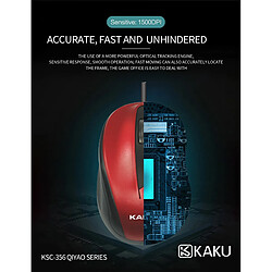 iKAKU KSC-356 Souris d'ordinateur optique 3 boutons 1500 DPI USB Rouge