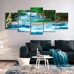 Paris Prix Tableau Waterfall in Kanchanaburi 5 Panneaux Wide 100x225cm