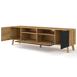 Bestmobilier Velato - meuble tv - bois et noir - 195 cm