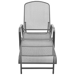 Acheter Helloshop26 Lot de 2 transats chaise longue bain de soleil lit de jardin terrasse meuble d'extérieur avec table acier anthracite 02_0012071