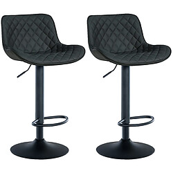 Decoshop26 Lot de 2 tabourets de bar réglable et pivotant assise en synthétique noir pieds métal noir TDB10602