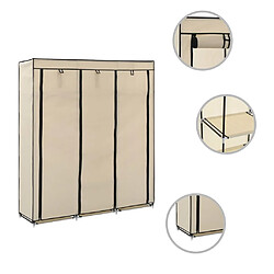 vidaXL Armoire avec compartiments et barres Crème 150x45x175 cm Tissu