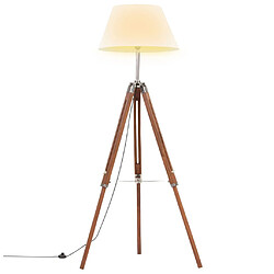 vidaXL Lampadaire à trépied Marron miel et blanc Bois de teck 141 cm