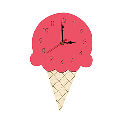 Crème Glacée Bande Dessinée Créative Enfants Horloge Murale Acrylique Tenture Horloge Rouge