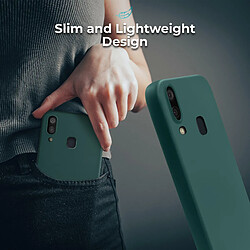 Moozy Lifestyle. Coque conçue pour Samsung A40, vert foncé – Coque en silicone liquide avec finition mate et doublure en microfibre douce.