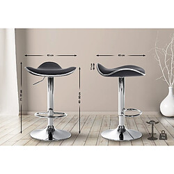 Decoshop26 Tabouret de bar x1 assise ergonomique en PVC noir pied en trompette en métal aspect chromé 10_0005376