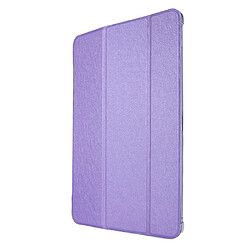 Etui en PU Texture de soie avec support tri-pliure violet pour votre Apple iPad Pro 12.9 pouces (2021)