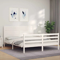 Avis Maison Chic Cadre/structure de lit avec tête de lit pour adulte - Lit Moderne Chambre blanc 160x200 cm bois massif -MN25762