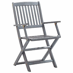 Maison Chic Mobilier à dîner 5 pcs de jardin - Ensemble table et chaises d'extérieur - Salon/Mobilier de jardin classique Bois d'acacia massif Gris -MN94352 pas cher