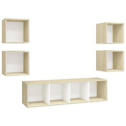 vidaXL Ensemble de meubles TV 5pcs Blanc chêne sonoma Bois ingénierie