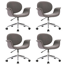 vidaXL Chaises pivotantes à manger lot de 4 gris tissu