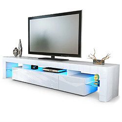 Mpc Meuble TV Blanc Avec LED 38 X 189 X 35 Cm