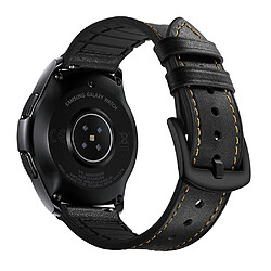 Acheter Bracelet en cuir véritable 20 mm noir minuit noir pour votre Samsung Galaxy Watch