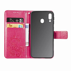 Acheter Wewoo Housse Coque Étui en cuir à Motif fleurs repiquées Lucky Clover pour Galaxy M20avec porte-cartes et & Portefeuille et dragonne Rose Rouge