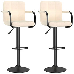 vidaXL Tabourets de bar lot de 2 crème tissu