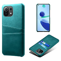 Coque en TPU + PU avec double porte-cartes vert pour votre Xiaomi Mi 11 Lite 5G/4G