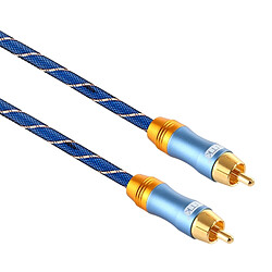 Wewoo Câble coaxial audio tressé en nylon à grille plaquée or pour prise EMK 8 mm RCA mâle à 6 mm RCA mixeur amplificateur à haut-parleurlongueur 2 m bleu