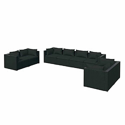 Maison Chic Salon de jardin 8 pcs + coussins - Mobilier/Meubles de jardin - Table et chaises d'extérieur Résine tressée Noir -MN54871