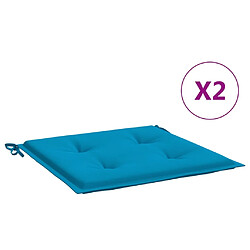 vidaXL Coussins de chaise jardin lot de 2 bleu 40x40x3 cm tissu oxford