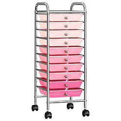 vidaXL Chariot de rangement mobile à 10 tiroirs Ombre Rose Plastique