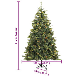 vidaXL Sapin de Noël artificiel articulé avec pommes de pin 210 cm pas cher