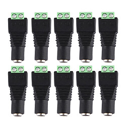 Wewoo Pour LED Strip Light Vert + noir + 10 PCS Femelle 2.1x5.5mm DC Plug Adaptateur Connecteur