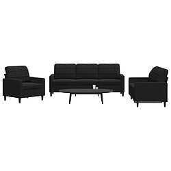 vidaXL Ensemble de canapés 3 pcs avec coussins Noir Velours