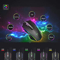 Universal Souris de jeu rétro-éclairé programmable RVB ergonomique