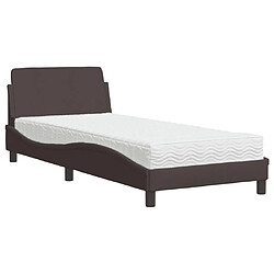 Vidaxl Lit avec matelas marron foncé 90x200 cm tissu