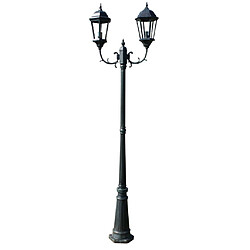 vidaXL Lampadaire de jardin 2 bras 230 cm Vert foncé/Noir Aluminium