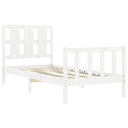 Maison Chic Cadre/structure de lit et tête de lit pour adulte - Lit Moderne Chambre blanc 100x200 cm bois massif -MN42143 pas cher