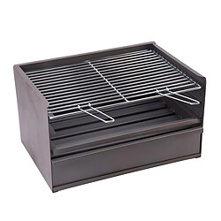 Visiodirect Tiroir Barbecue 3 hauteur avec grille galvanisée en Acier Inoxydable coloris Gris - 60 x 41 x 36 cm