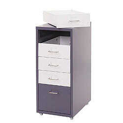 Mendler Caisson à roulettes Boston T851, armoire à tiroirs, 69x28x41cm 5 tiroirs ~ gris foncé blanc -gris foncé