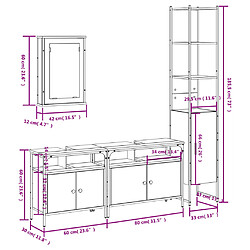 vidaXL Ensemble de meubles de salle de bain 4 pcs Chêne fumé Bois pas cher