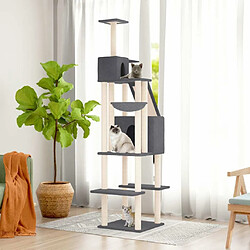 Arbre à chat avec griffoirs,niche pour chat en sisal Gris foncé 201 cm -MN88921