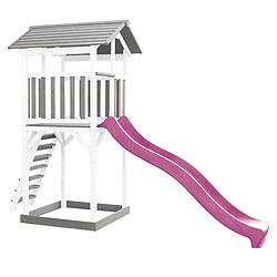 Acheter AXI Beach Tower Aire de Jeux avec Toboggan en Violet & Bac à Sable | Grande Maison Enfant extérieur en Gris & BLANC | Cabane de Jeu en Bois FSC