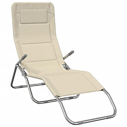 Avis Maison Chic Lot de 2 Chaises longues pliables | Bain de soleil Relax | Transat crème textilène et acier -GKD82074