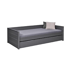 Mes Lit banquette avec tiroir 90x200 cm en pin gris foncé - CHAMBERY