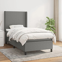 Maison Chic Lit Adulte - Lit simple Lit à sommier tapissier et matelas moelleux - Meuble de Chambre - Gris foncé 90x190 cm Tissu -MN38528